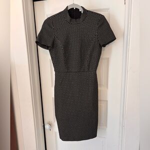 J.Crew Black Dress with Ivory & Gold Micro-Print Sheath Dress | Size 00